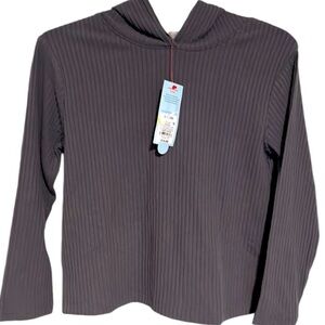 Cat & Jack Hooded Long Sleeve Ribbed Grey Shirt Girls